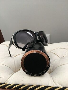 Bulgari Black Sunglasses with Crystal Accents